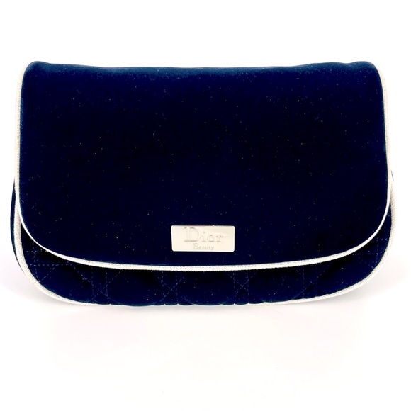 Dior Handbags - DIOR- Navy Blue Velvet Toiletry Travel Cosmetic Bag